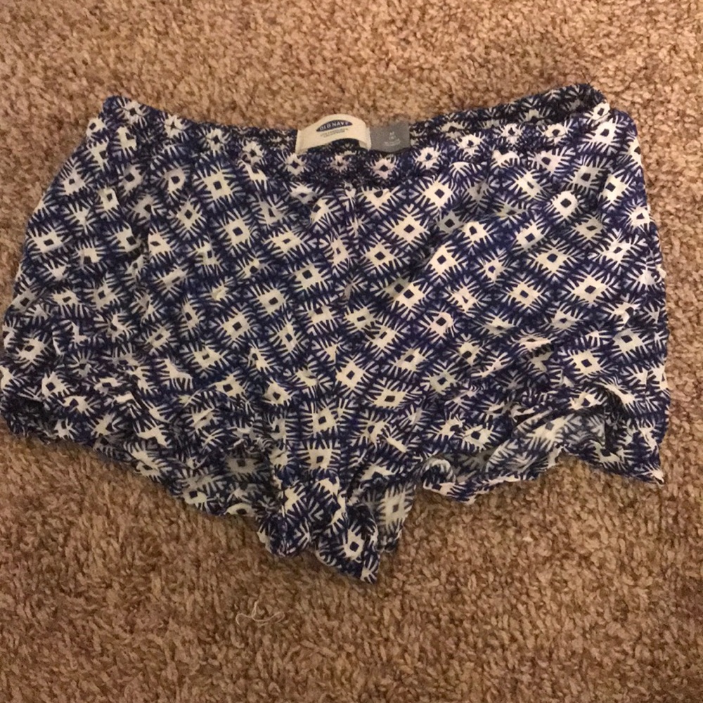 blue and white shorts